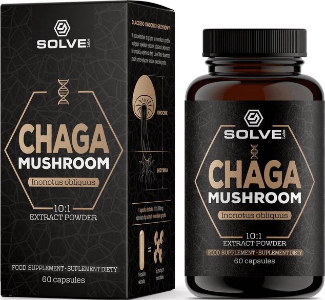 Solve Labs SolveLabs Chaga (Błyskoporek podkorowy) 10:1 Ekstrakt 60 kapsułek - WYSYŁAMY W 24H!