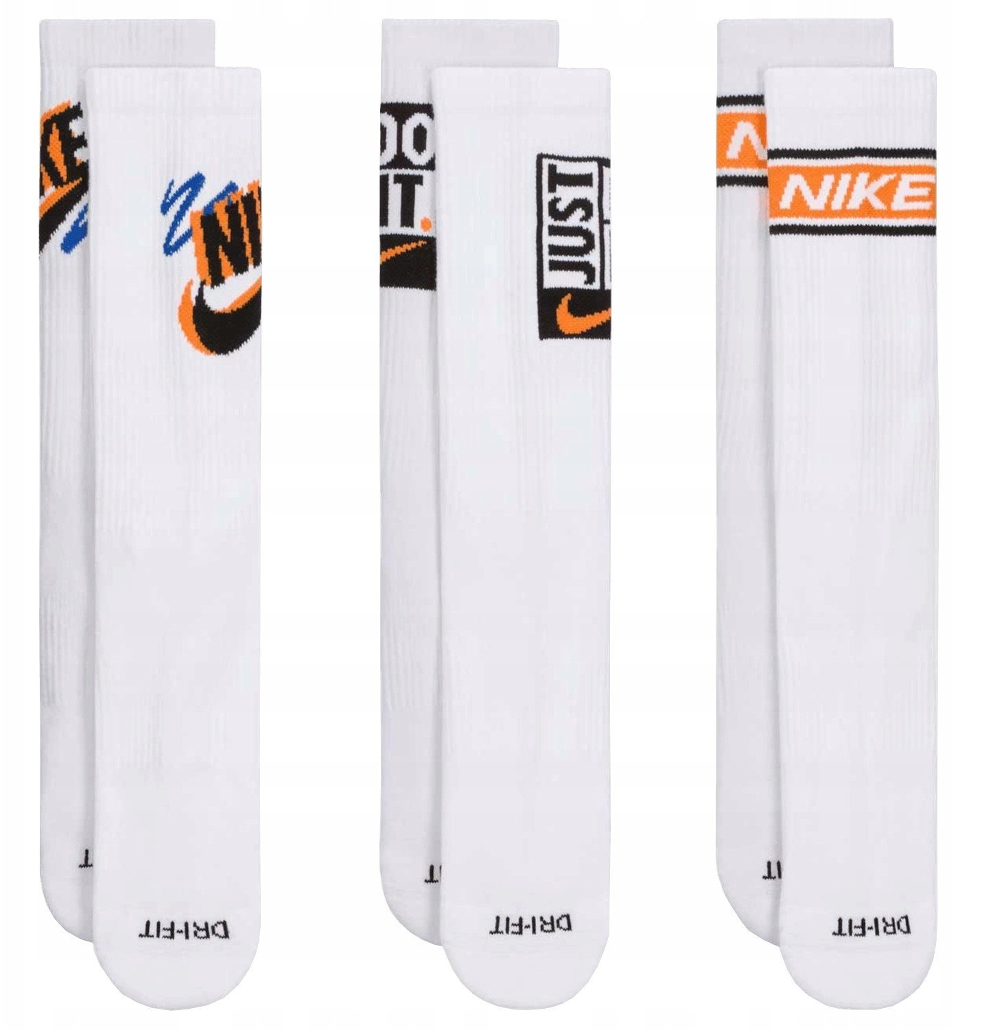 Nike Everyday Plus Dri-FIT 3 Pack Socks HJ9339-901 białe 34-38