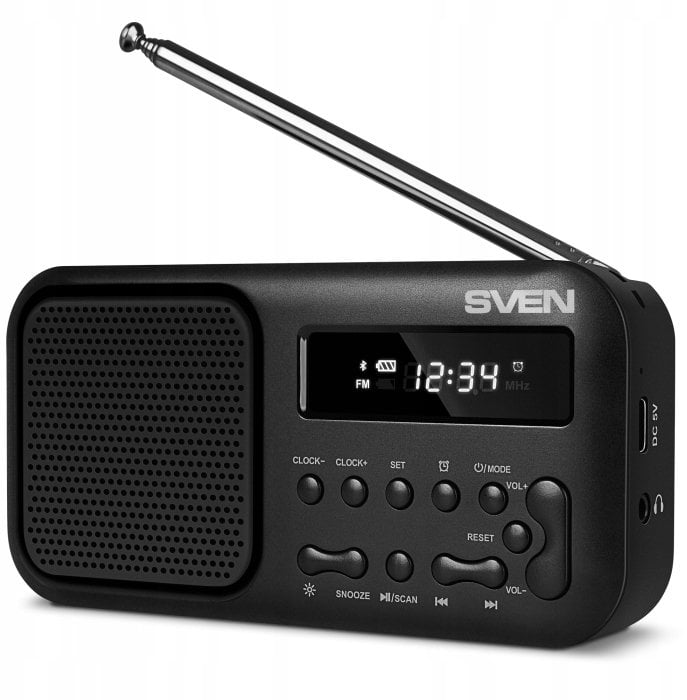 Głośnik Sven SRP-50, czarny (3W, Bluetooth, FM, USB-C, wyjście słuchawkowe, bateria 800 mAh)