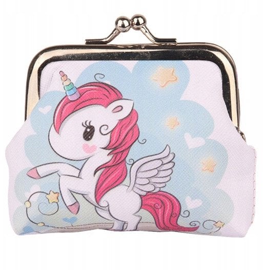 Portfelik Dziecięcy Jednorożec Gwiazdki Metalowy Zatrzask 10x9cm
