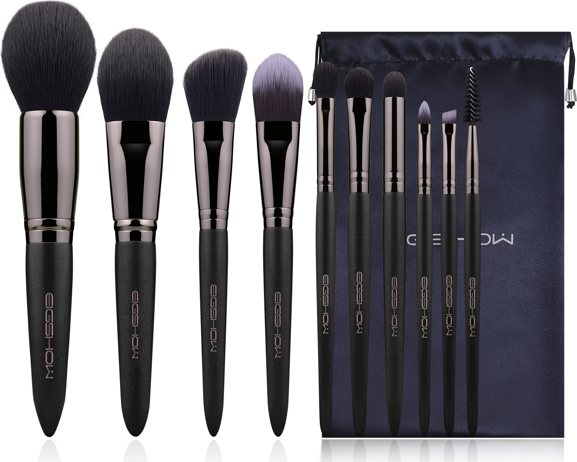 Eigshow Beauty Zestaw Vegan Series - 10 sztuk pędzli, Light Gun Czarne