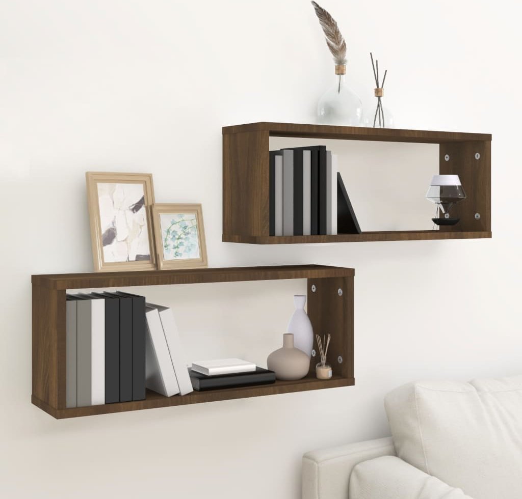 vidaXL vidaXL Półki ścienne, 2 szt., brązowy dąb, 60x15x23 cm