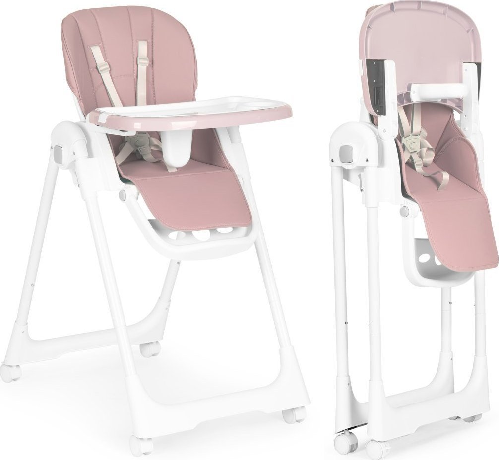 Ecotoys Krzesełko fotelik do karmienia regulacja wysokości ekoskóra pasy podwójna tacka ECOTOYS