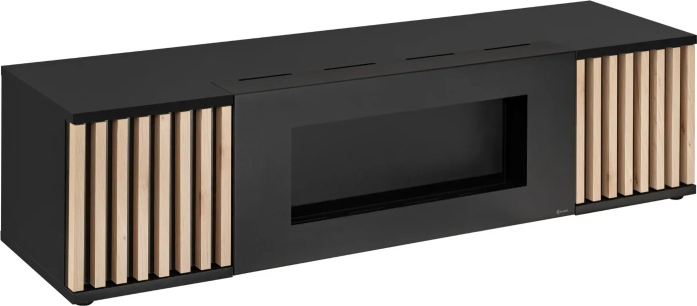 ASM Meble Szafka RTV CAMERON 160 hickory jackson/czarna z biokominkiem ASM Meble