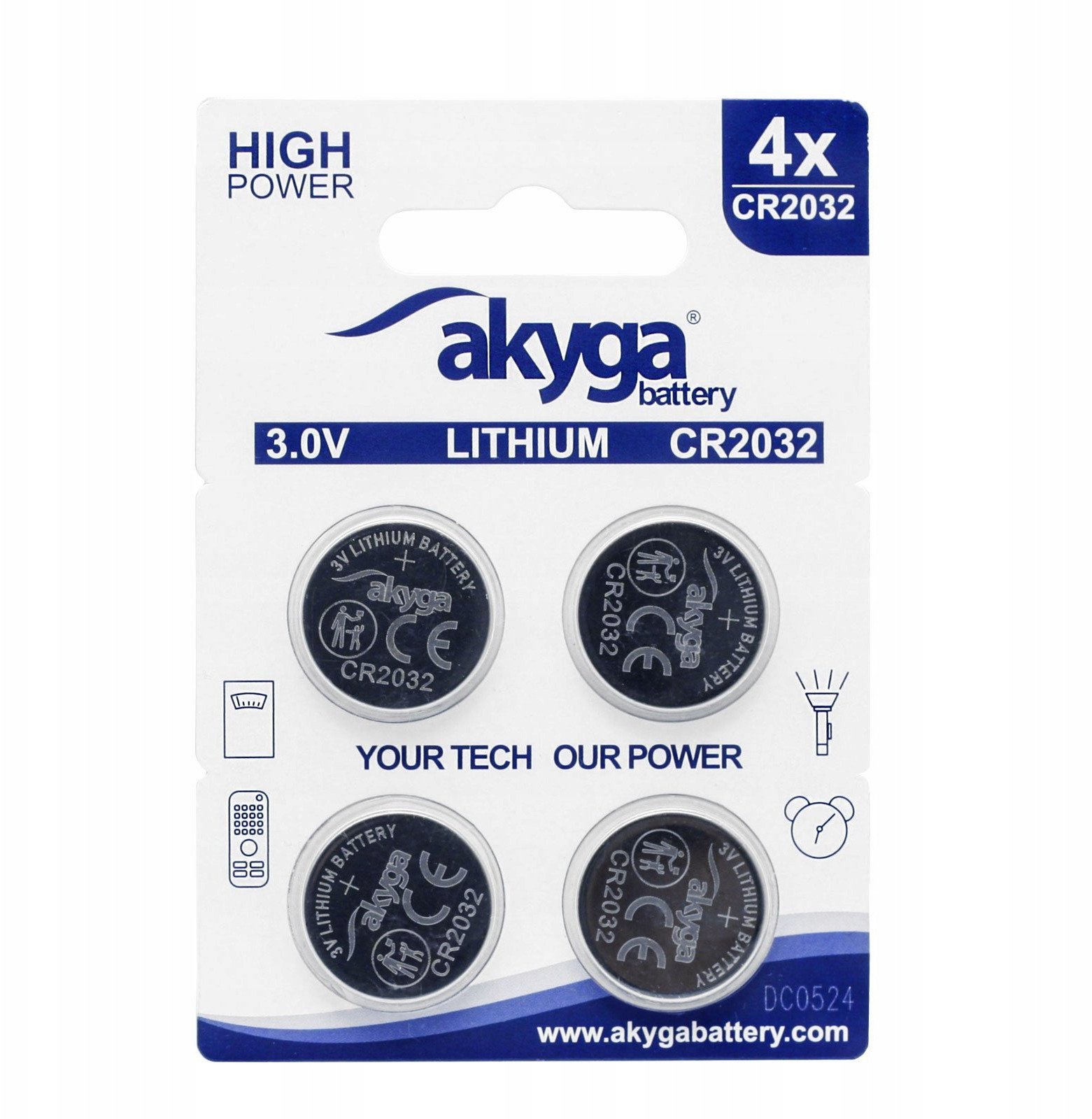 Bateria litowa CR2032 Akyga AKY2100 3V / 210mAh 4szt