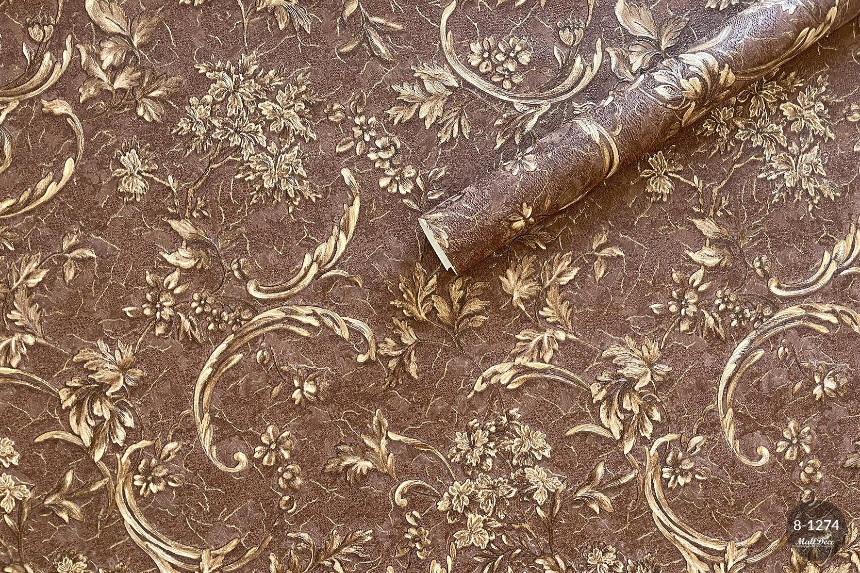 MallDeco TAPETA WINYLOWA MERLEN ZŁOTY BRĄZ