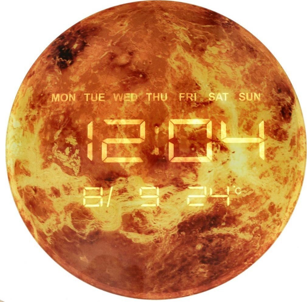 Zegar ścienny planeta mars z wyświetlaczem LED 32 cm pomarańczowy