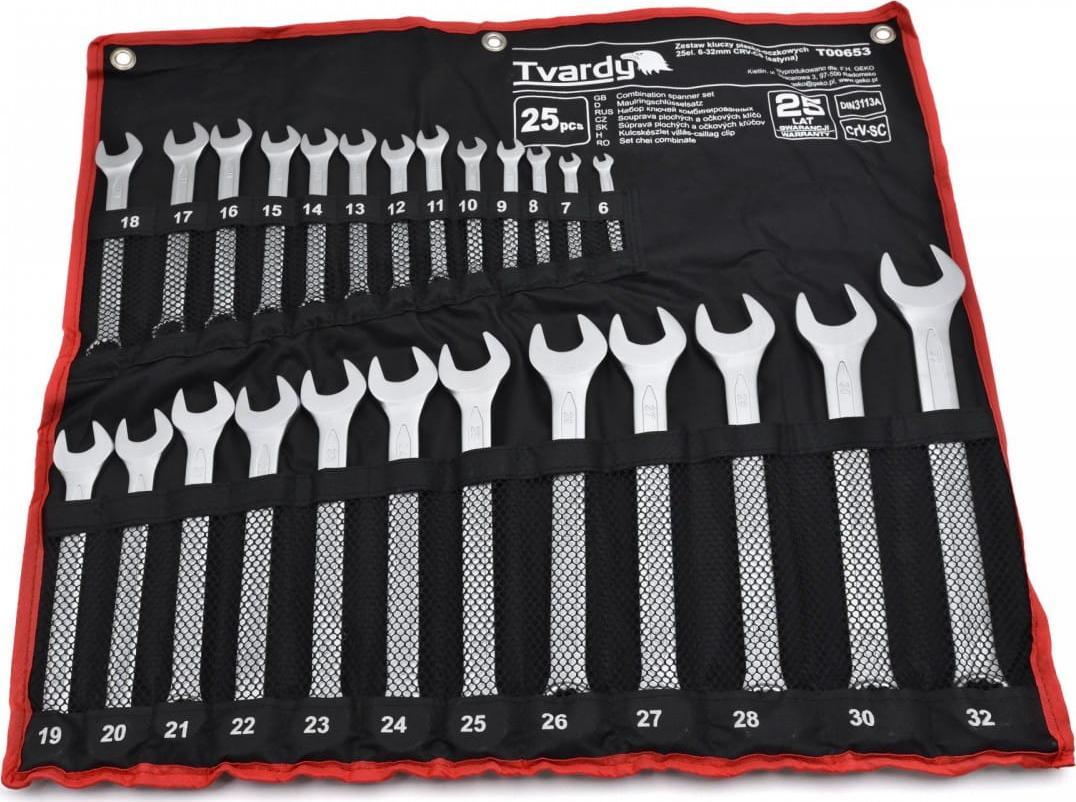 Geko ZESTAW KLUCZY PŁASKO-OCZKOWYCH 25EL. 6-32MM CRV-CS (SATYNA)(4) T00653 GEKO