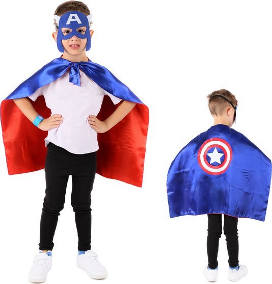 PRC STRÓJ KOSTIUM KAPITAN AMERYKA AVENGERS PELERYNA MASKA KARNAWAŁ DLA DZIECI