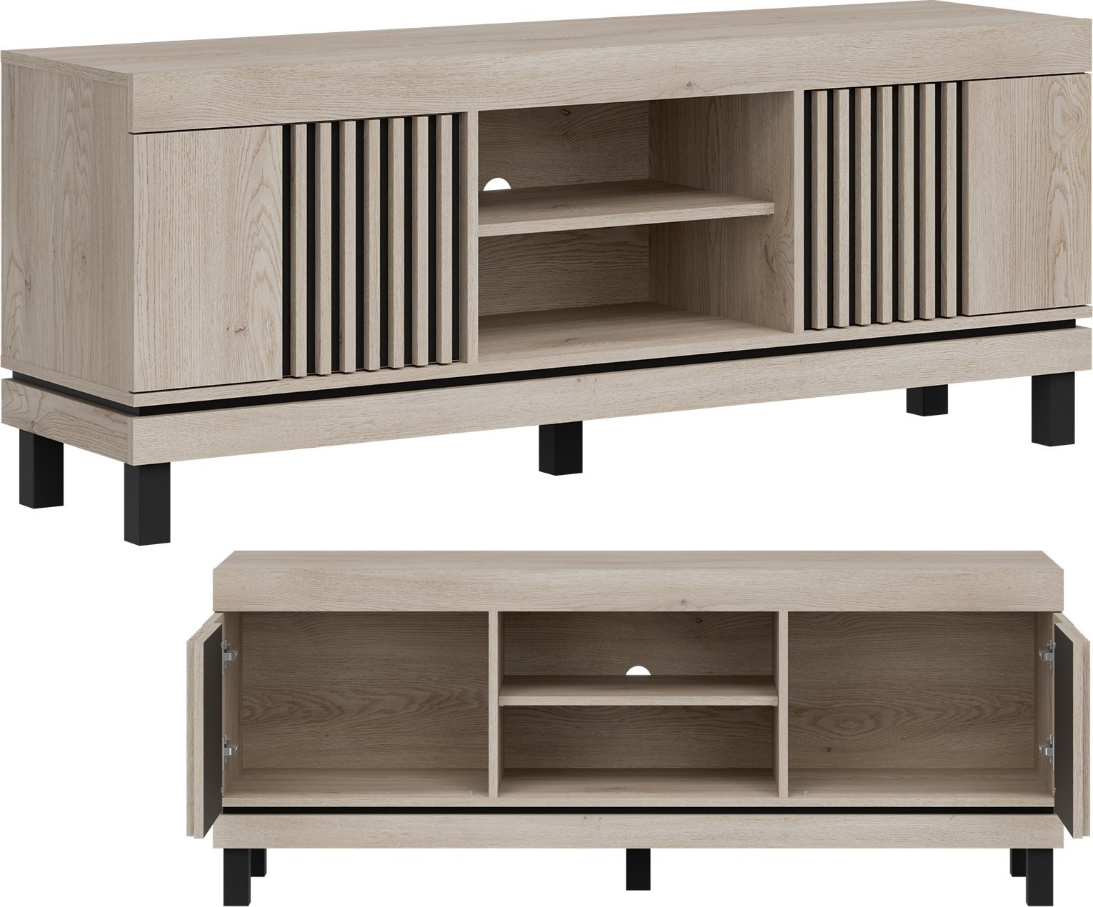 BogFran Szafka RTV stojąca do salonu Stolik pod telewizor Dąb Lamele Loft MATI MI01