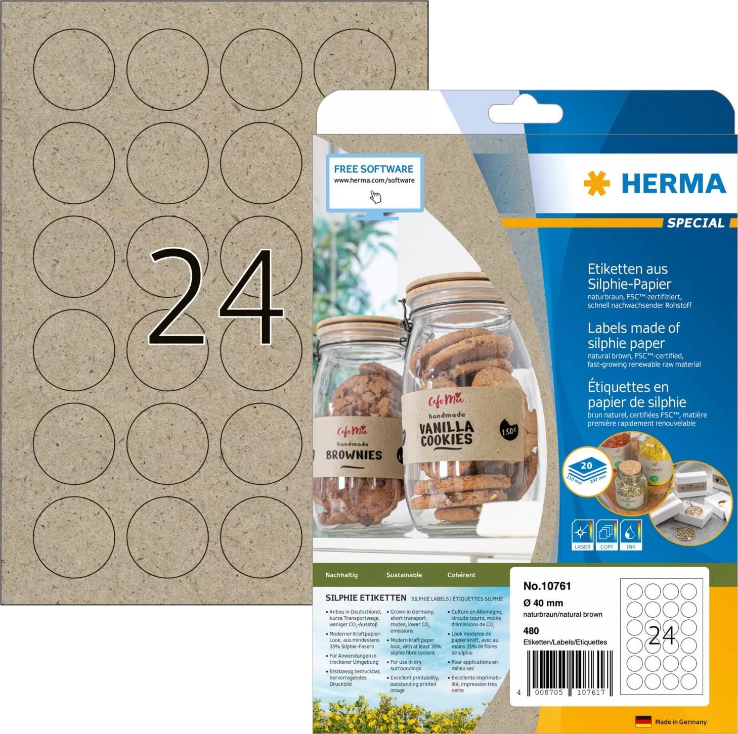 Herma HERMA Etiketten Silphie A4 20 Blatt 40mm Rund