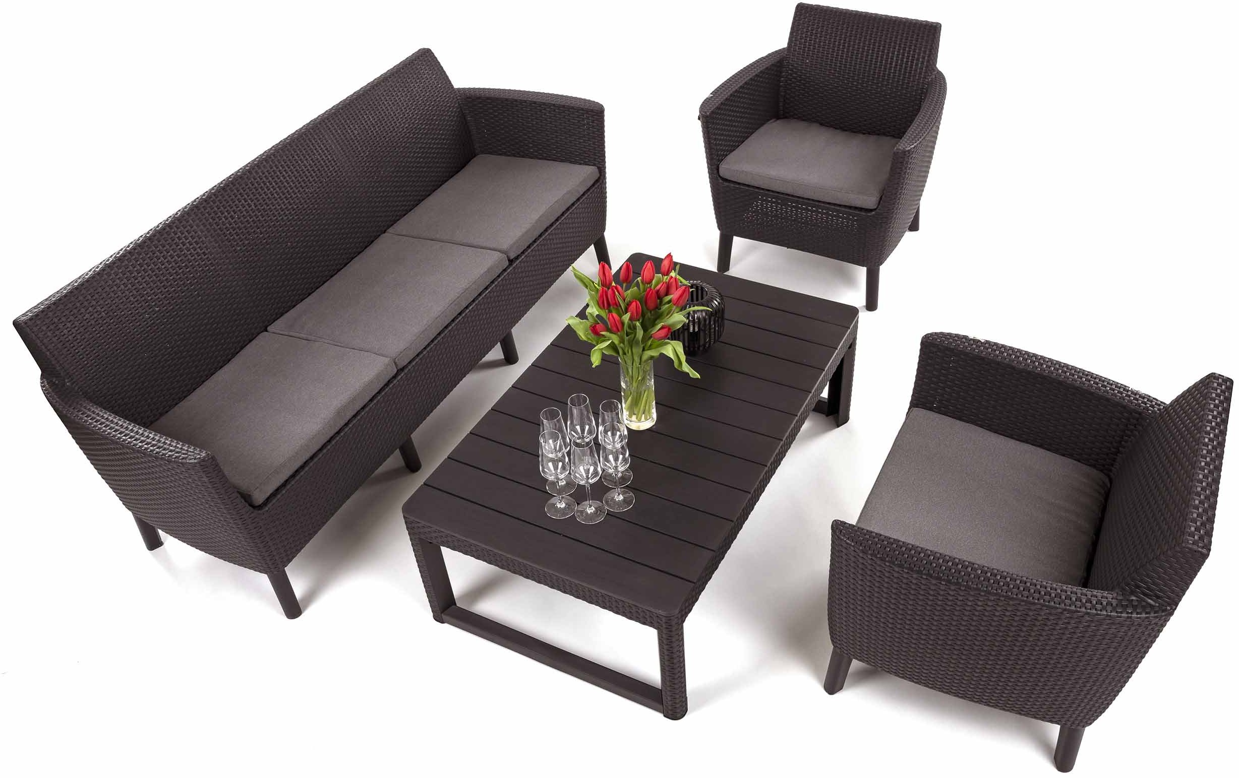 Zestaw mebli ogrodowych SALEMO 3-SET LYON dla 5 osób brązowy