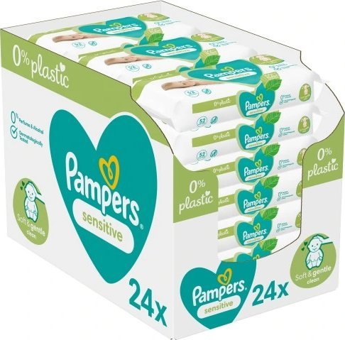 Pampers Chusteczki nawilżane Sensitive 0% plastic 24x52szt.
