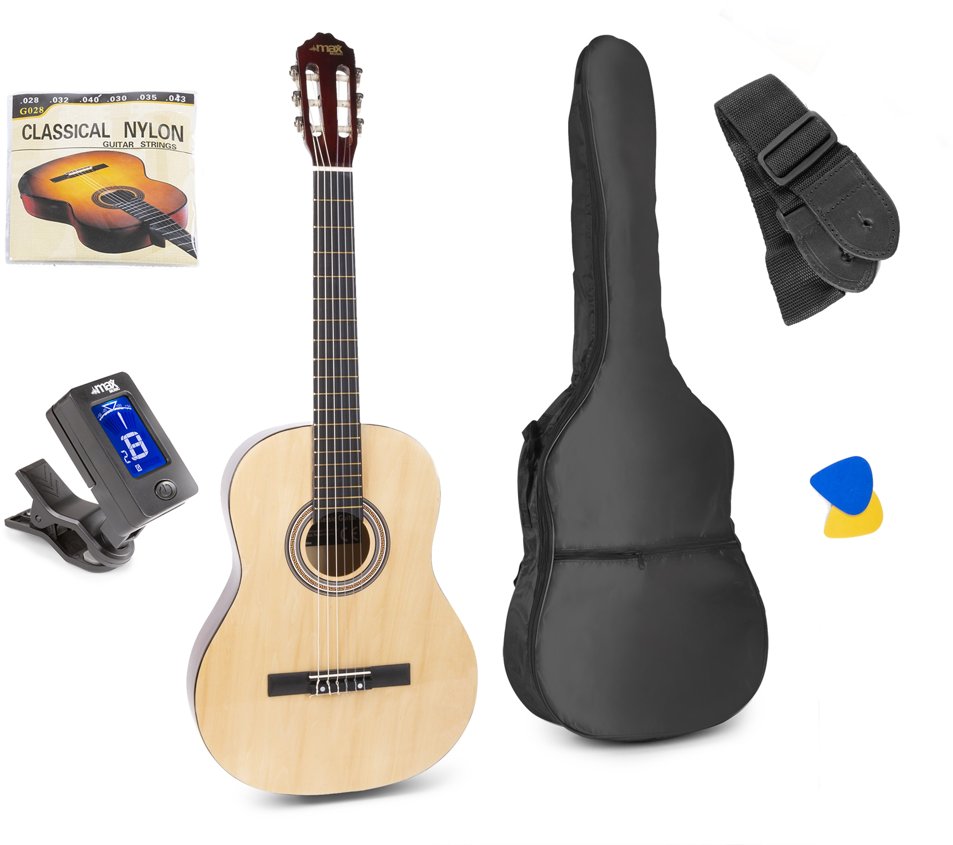 Zestaw: Gitara klasyczna 39'' SoloArt Max naturalna+ akcesoria one size