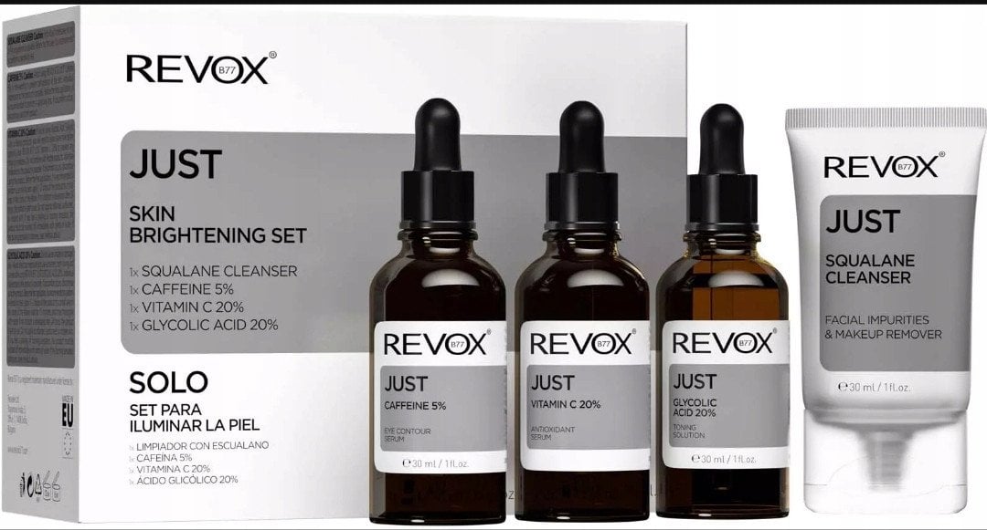 Skin Brightening Set Revox B77: Just, Caffeine 5%, Anti-Dark Circles, Day, Eye Serum, 30 ml + Just, Vitamin C 2%, Anti-Oxidant, Serum, For Face, 30 ml