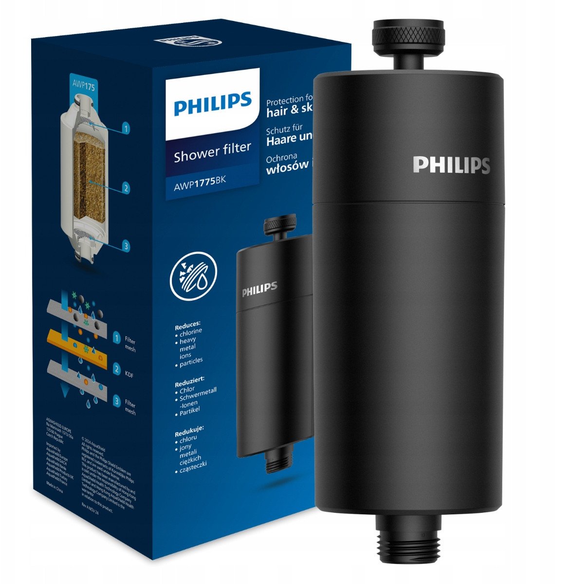 Philips Filtr prysznicowy czarny AWP1775BK/10