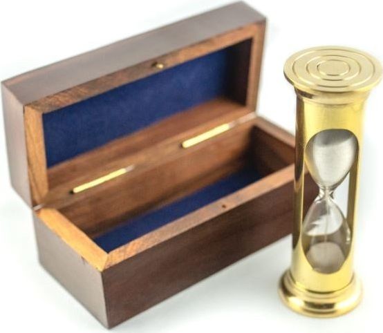 Giftdeco Mosiężna klepsydra w pudełku drewnianym, 3 minuty