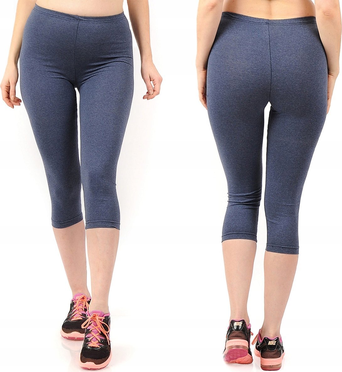 Legginsy damskie 3/4 krótkie Polskie bawełniane Getry Jeans XXL