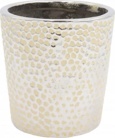 Polnix Doniczka ceramiczna na kwiaty srebrna 13 cm
