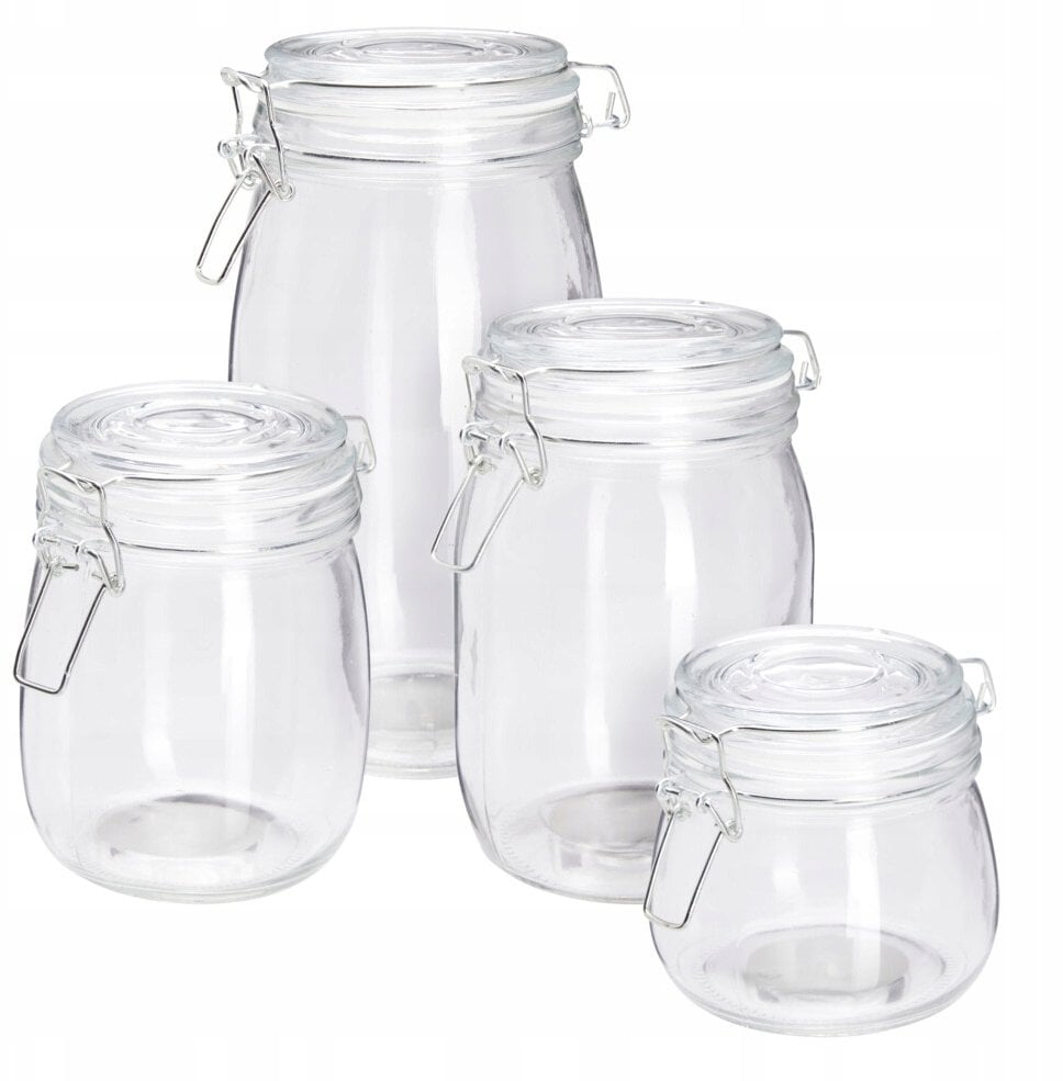 Szklane słoiki z klipsem RESO, 4 sztuki