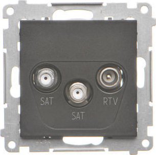 Gniazdo Antenowe Satelitarne Podwójne Sat-Sat-Rtv Czarny Mat Simon 55 Task2.01/149 Kontakt Simon