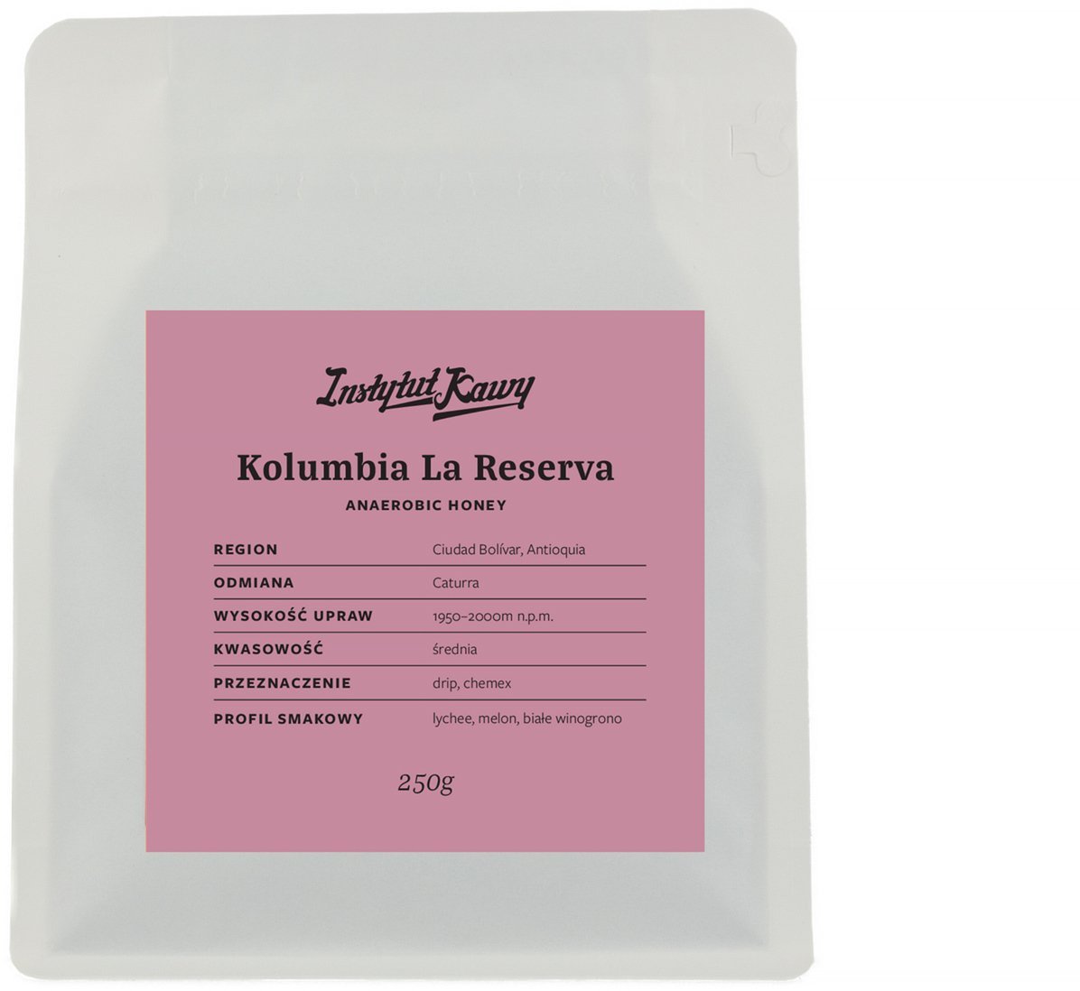 Kawa ziarnista Instytut Kawy Kolumbia La Reserva Filtr 250g