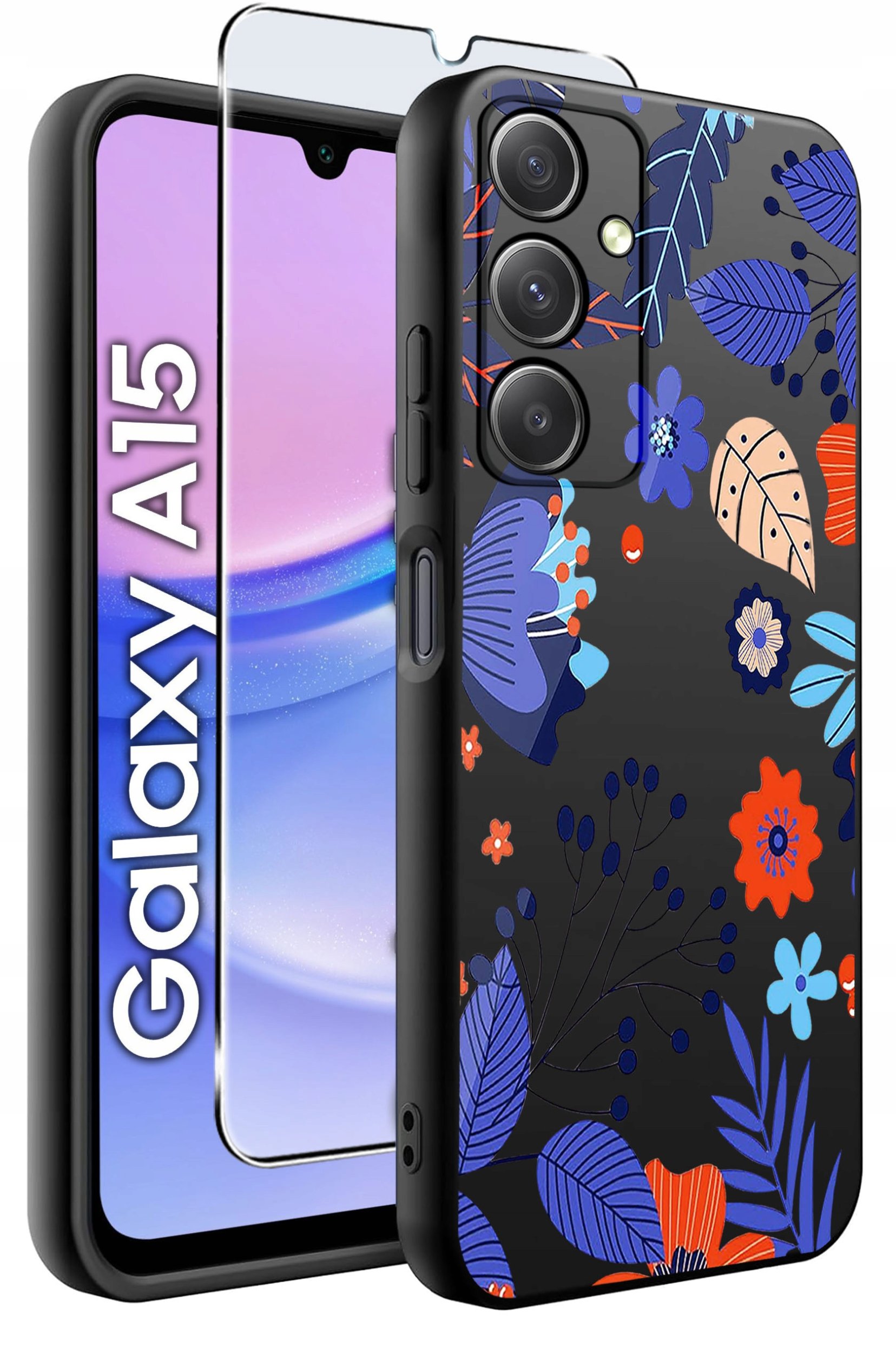 ETUI do Samsung A15 4G | 15 5G WZORY | SILIKONOWE MATT CASE + SZKŁO 9H