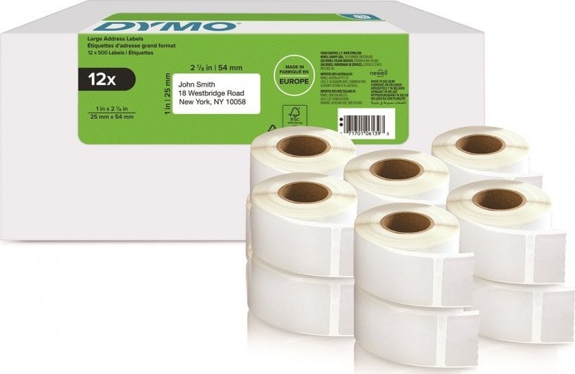 Dymo DYMO LW-Rücksendeetiketten Vorteilspack 25x54mm 12Rl 500St/R