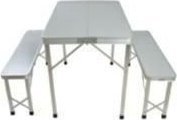 kontrast Zestaw kempingowy biwakowy stół turystyczny 2 ławki szary