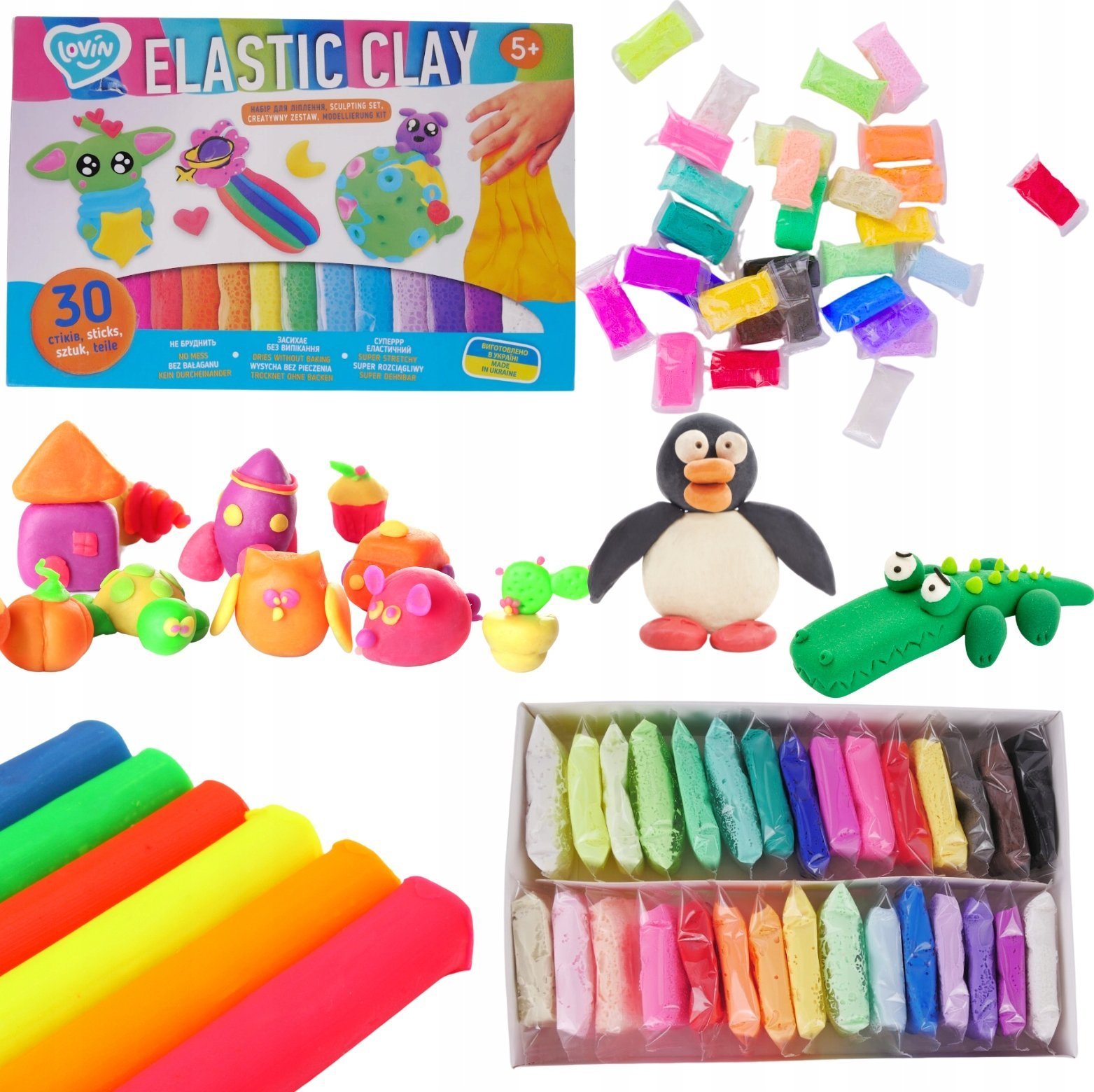 Maksik Ciastolina Zestaw Elastic Clay 30 sztuk TM Lovin 70141