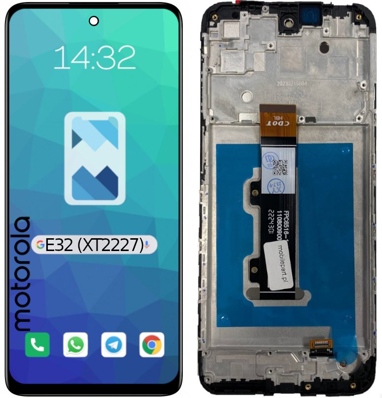Wyświetlacz LCD Ekran Szybka do Motorola Moto E32 | XT2227 | RAMKA