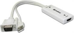 Adapter AV Sandberg D-Sub (VGA) - HDMI + USB-A + Jack 3.5mm biały (50878)