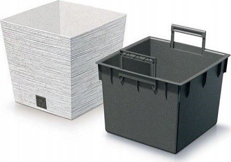 Prosperplast Doniczka z wkładem Furu Square 29,5 cm biała