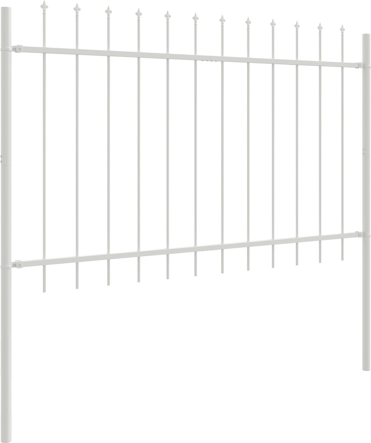 Ogrodzenie vidaXL z zakończeniem w kształcie grotu, białe, 3,4 x 1,2 m, stal