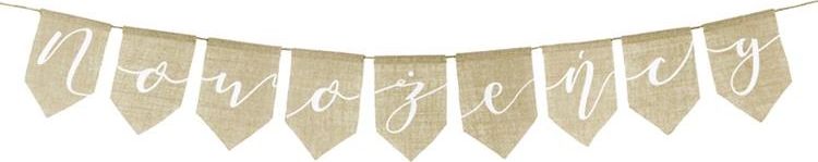 Party Deco Baner ślubny, Nowożeńcy, juta, 23x155 cm uniwersalny
