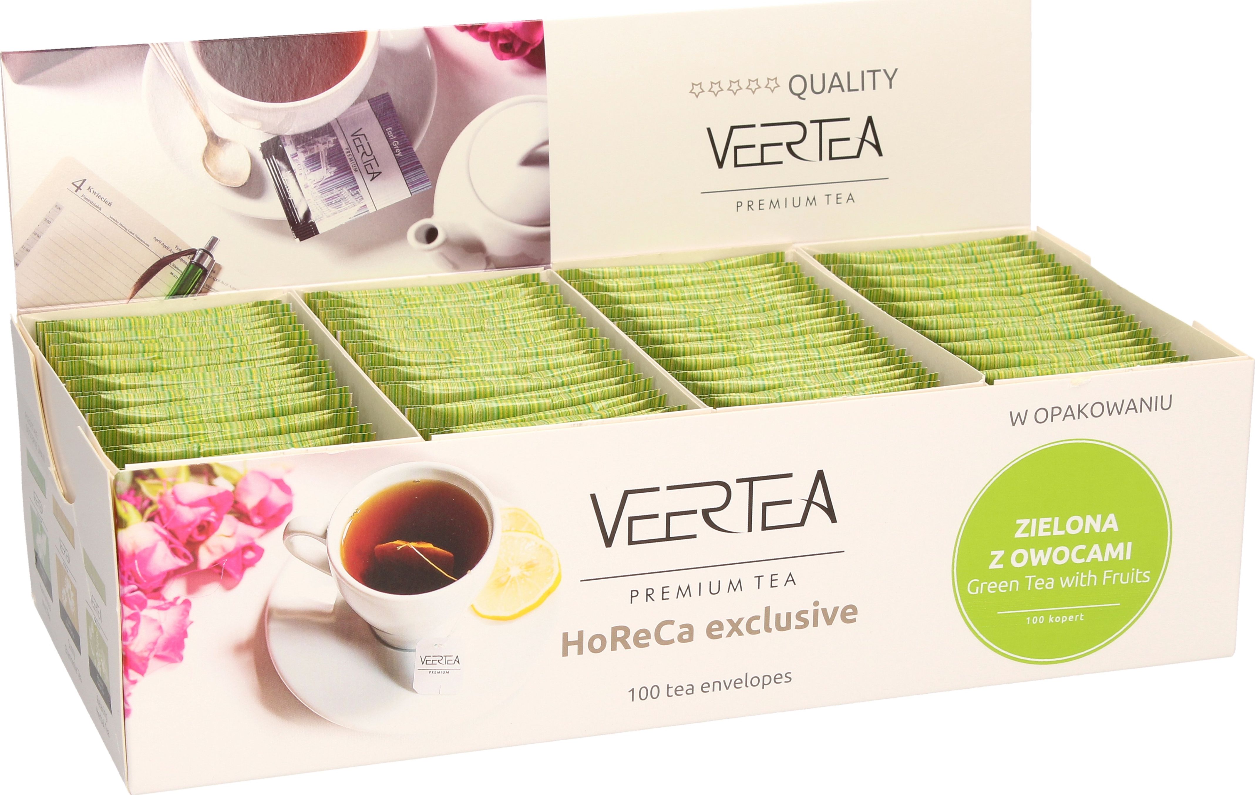 VEERTEA PREMIUM 100 kopert GREEN TEA WITH FRUITS 1,5g