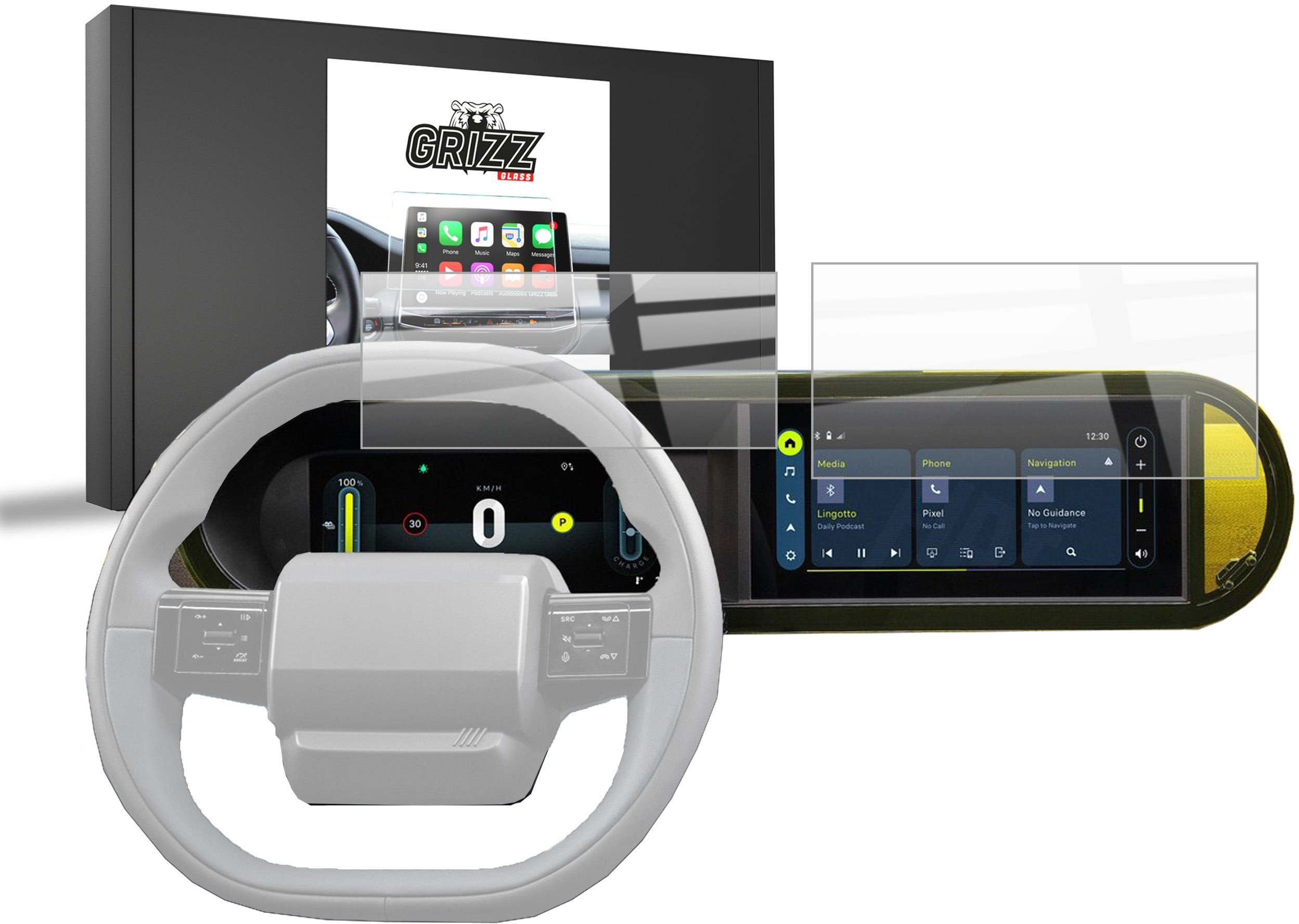 Folia ceramiczna GrizzGlass CarDisplay Protection do Fiat Grande Panda 10,25" (2025) [2w1]