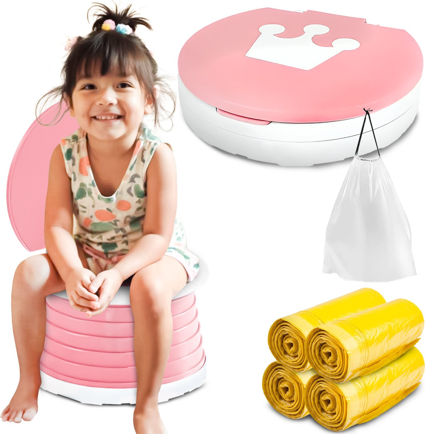 Składany nocnik turystyczny dla dzieci Heckermann Toaleta turystyczna Różowy