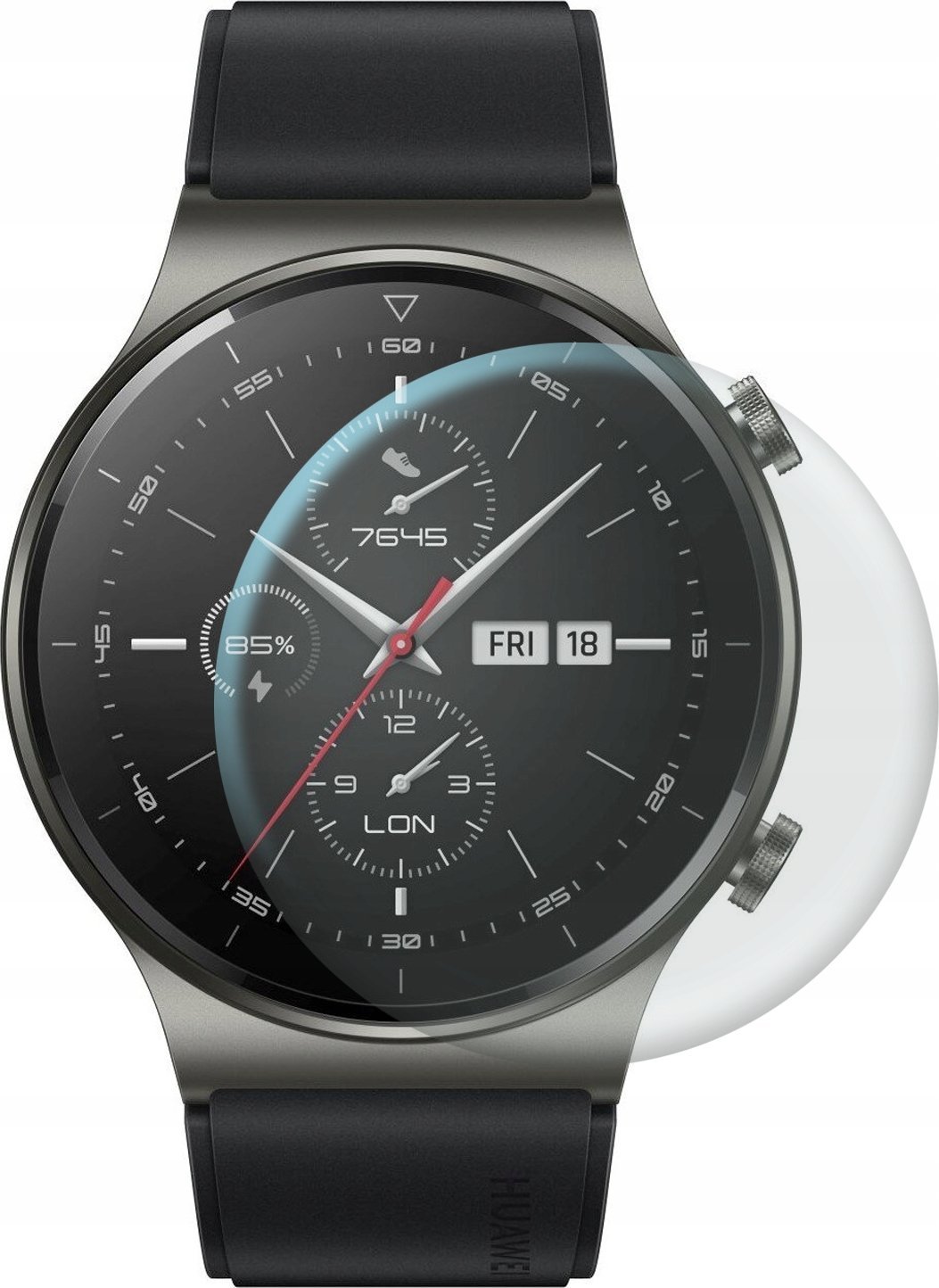 Hello Case SZKŁO HYBRYDOWE DO HUAWEI WATCH GT 2 PRO 46MM CZARNA RAMKA