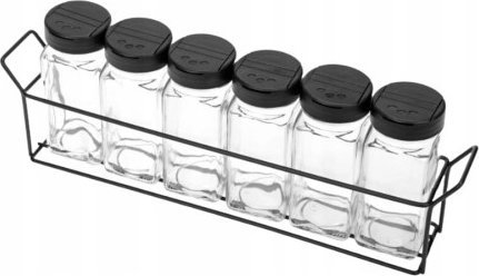 Ravi Zestaw pojemników na przyprawy przezroczysty 6x120ml czarny