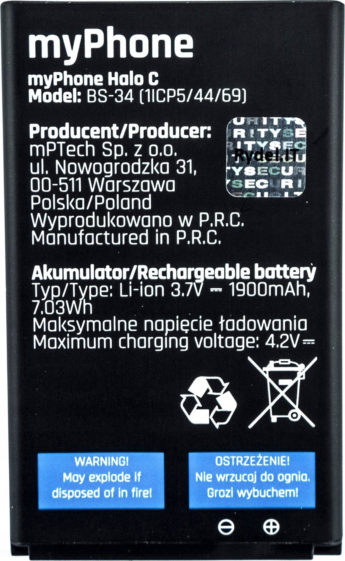 Bateria Do Myphone Halo C 1900Mah Bs-34