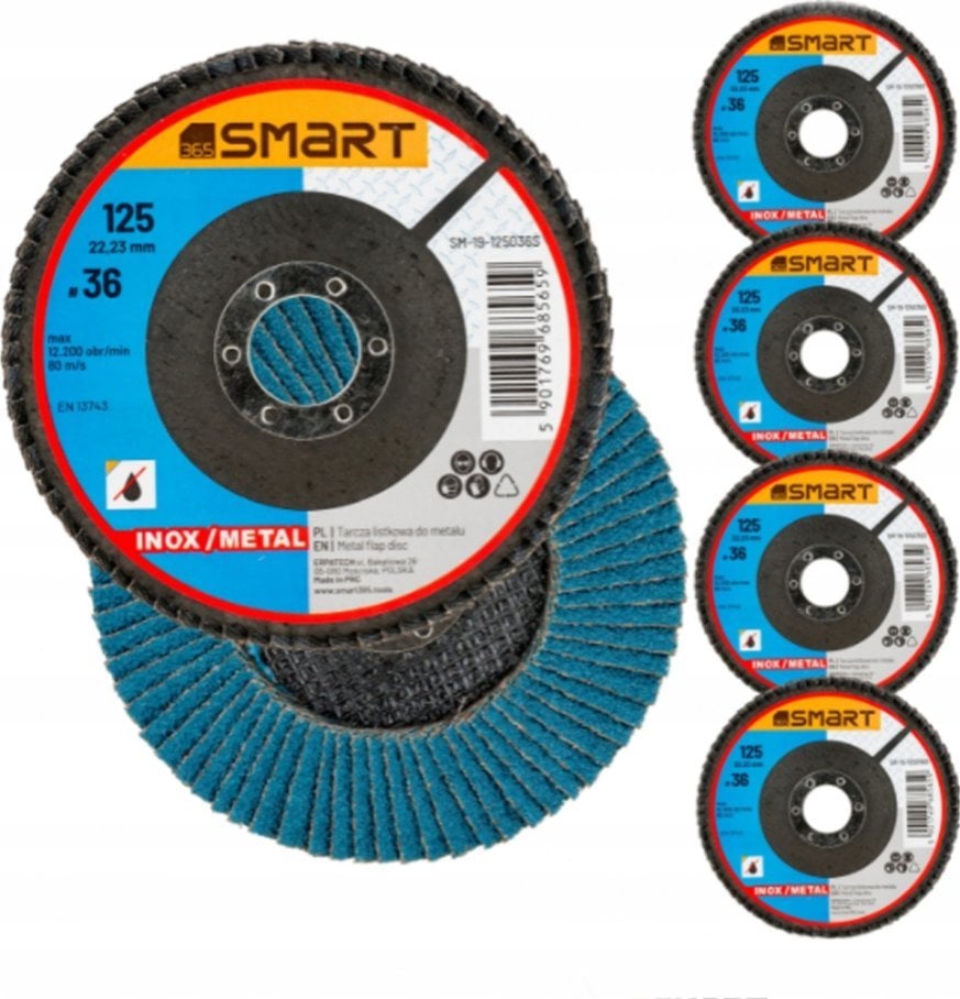 Smart tarcza listkowa inox/ metal 125mm gr 36 smart