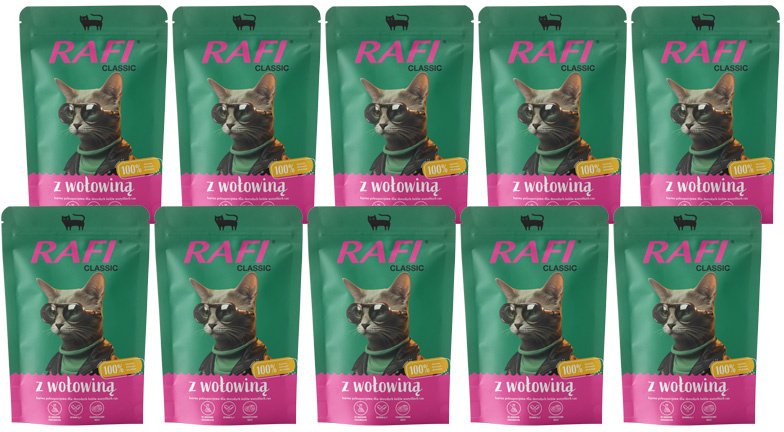 Rafi Classic Mokra karma z wołowiną dla kota zestaw 10 x 100 g