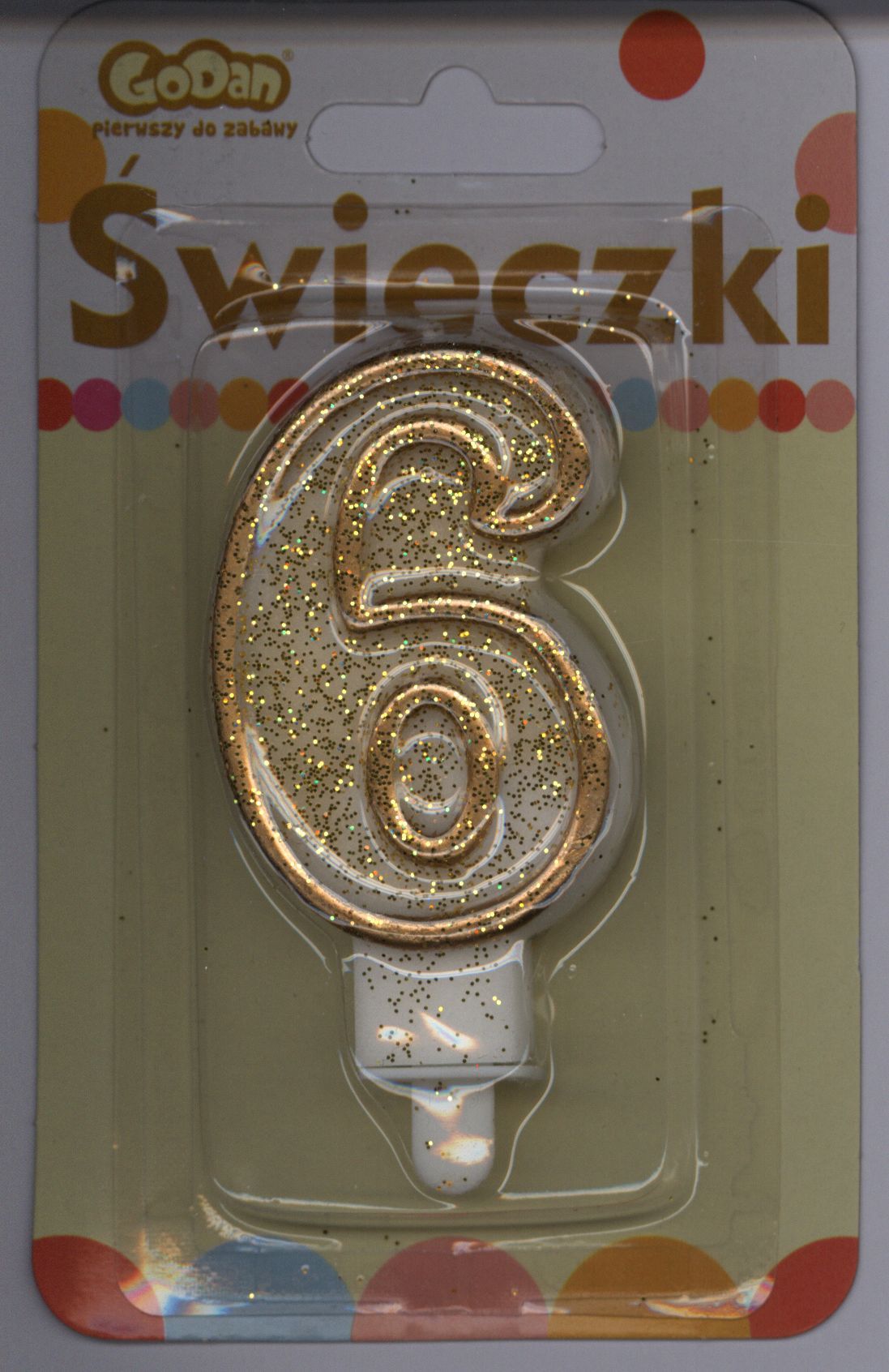 GoDan Świeczka cyferka złoty kontur "6"