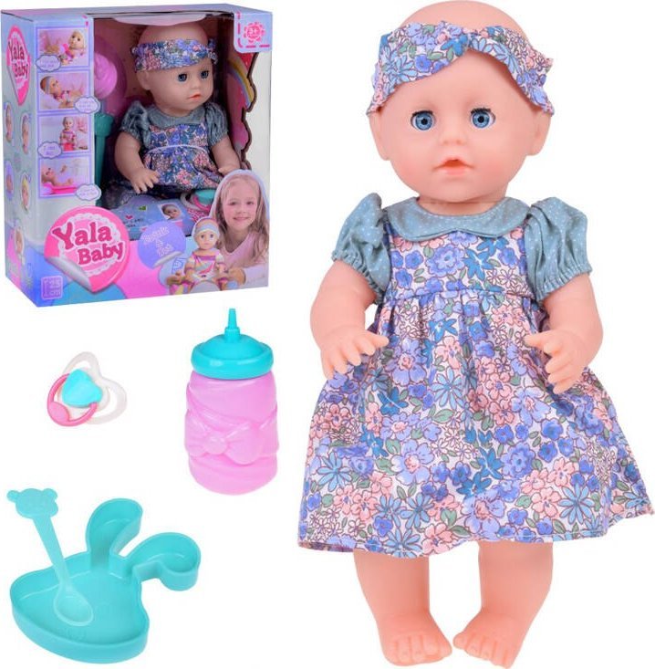 Jokomisiada Zestaw Gumowa Lalka BOBAS + akcesoria + pije + sika + rusza oczami ZA5154