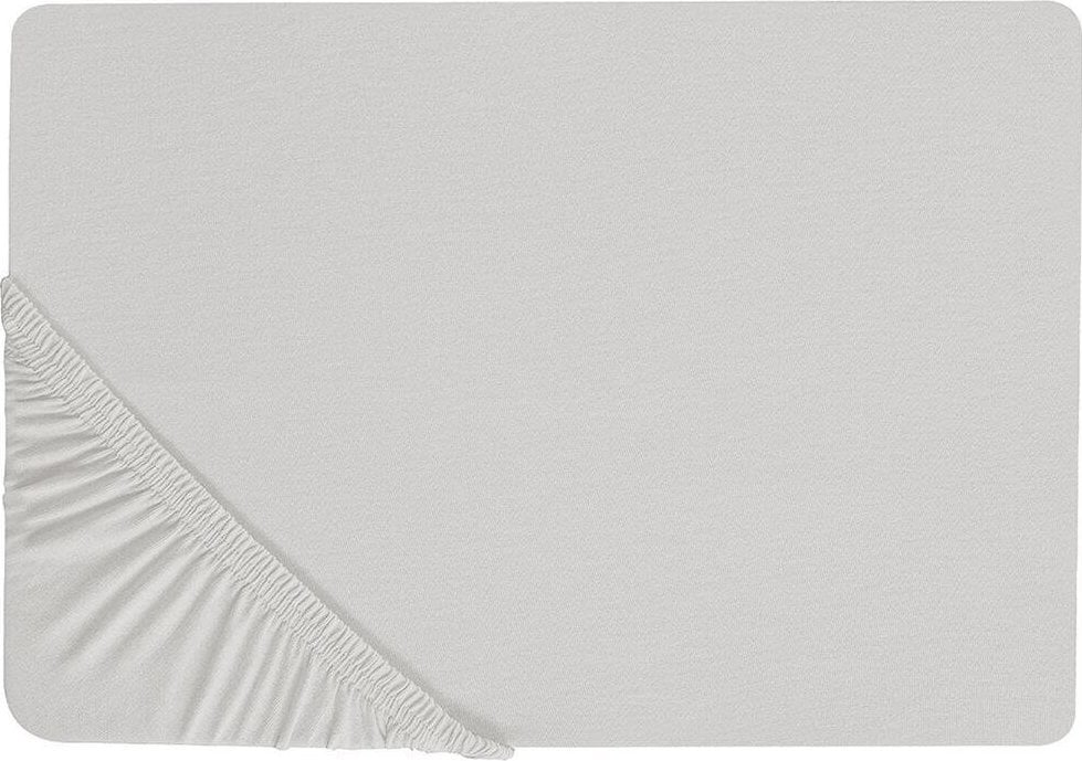 Beliani Bawełniane prześcieradło z gumką 180 x 200 cm jasnoszare JANBU