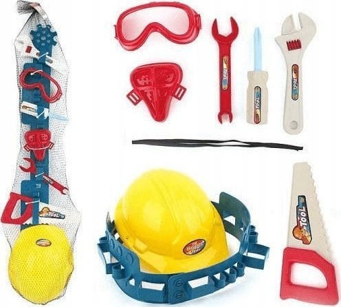 Adar Zestaw narzędzi 568792 kask, pas na narzędzia, maska, 2x klucz, gogle, śrubokręt, piła