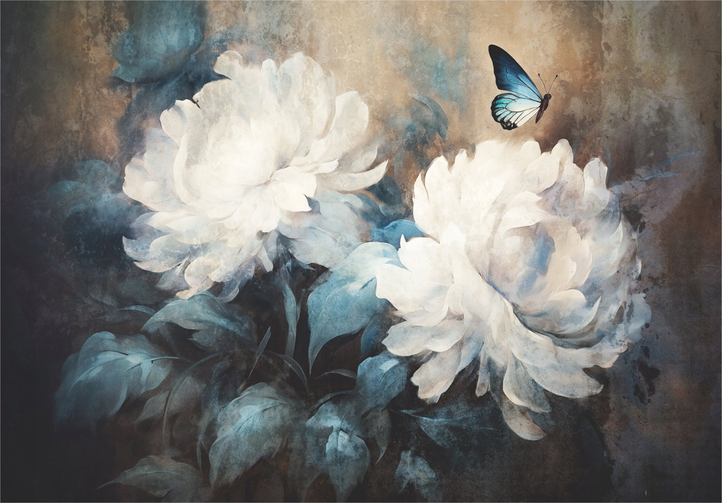 FOTOTAPETA KWIATY NA BETONIE PIWONIE DUŻE DO SYPIALNI SALONU TAPETA 250x175