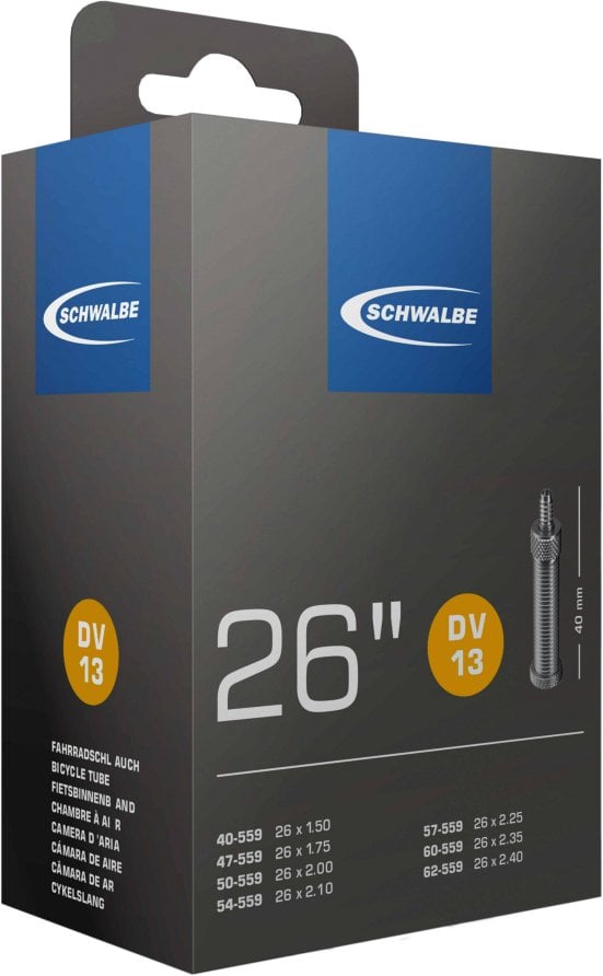 Schwalbe 10425311, Dunlop valve, 26", 40 - 62 mm, 4 cm, Rubber, Black