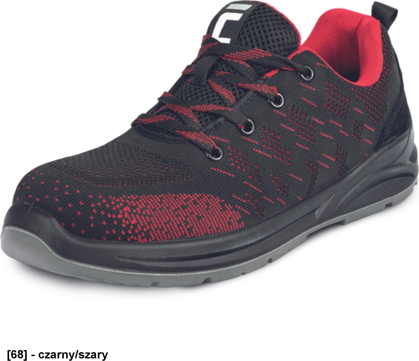 CERVA GERA S1 SR - Lekkie półbuty zawodowe robocze lekka tekstylna dziana cholewka metalowy podnosek i wkładka antyprzebiciowa - czarny/czerwony 40